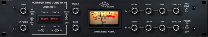 Cooper Time Cube MKII de Universal Audio emula los antiguos delays de la vetusta unidad de estudio del mismo nombre