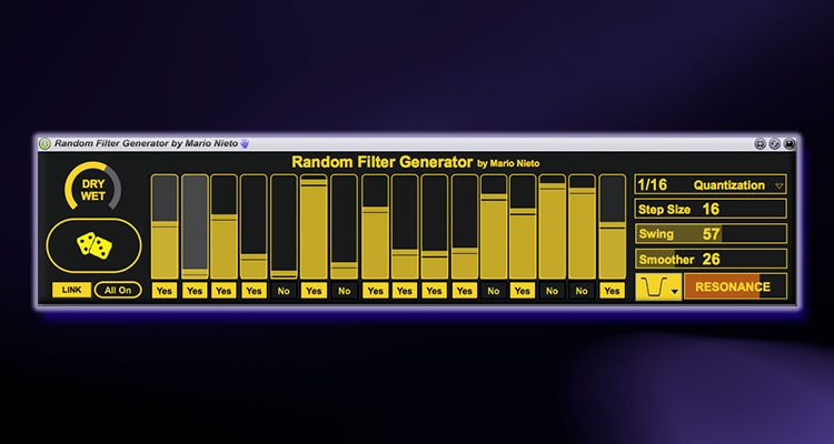 Random Filter Generator es un fabuloso plugin gratis para Ableton Live