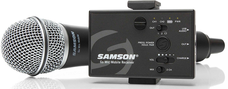 Samson Go Mic Mobile en su configuración de micro de mano