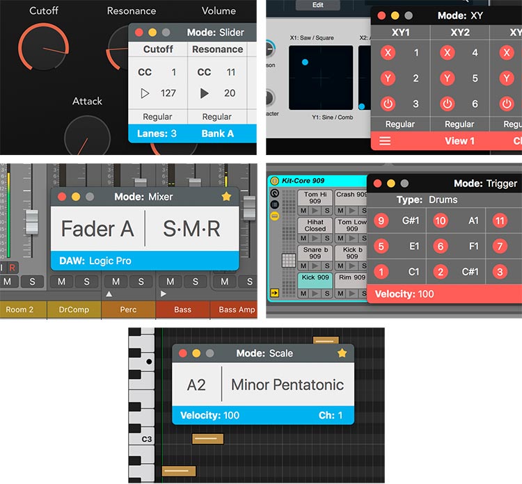 Los cinco modos operativos de control MIDI en AudioSwift 2