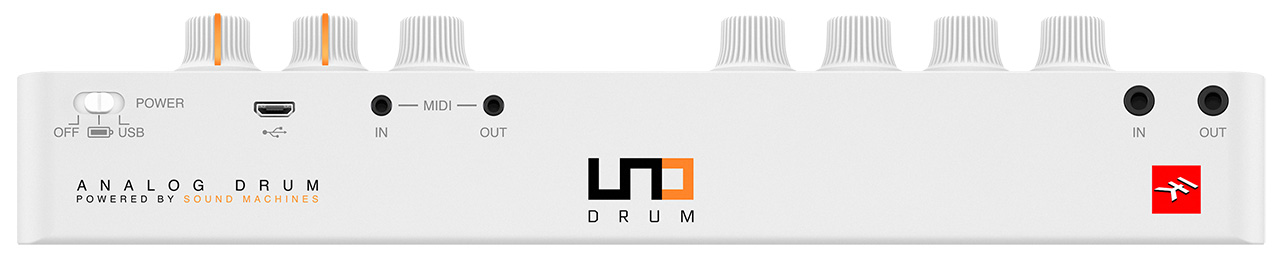 Sencilla por detrás, MIDI, Audio y USB, UNO Drum destaca también por su posibilidad de alimentarse desde prácticas baterías recargables USB