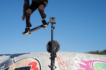 RODE NT-SF1 durante la toma del vídeo de skate en 3D