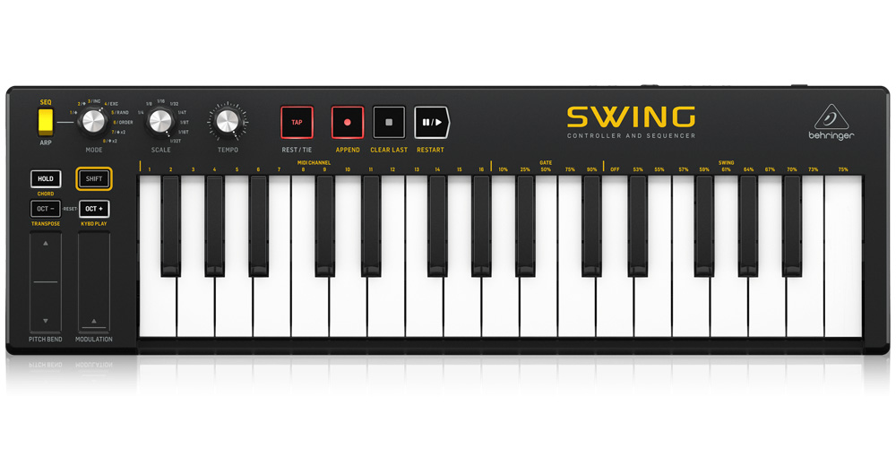 El teclado controlador con secuenciador Behringer Swing es una copia sin escrúpulos de Arturia KeyStep