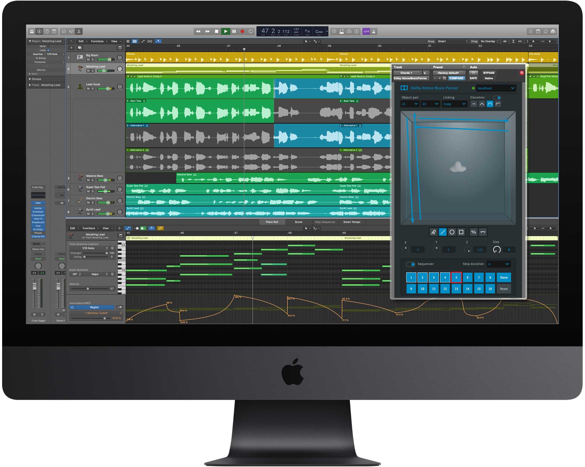 Dolby Atmos Music Panner como plugin AU en Logic Pro