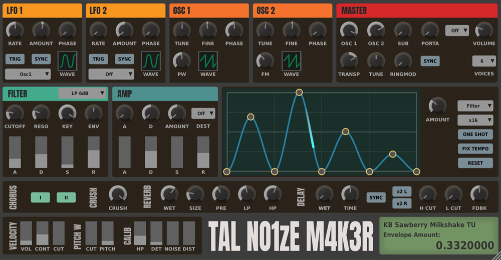 TAL-NoiseMaker -el popular sintetizador gratis- ha sido actualizado con un práctico y bello panel gráfico
