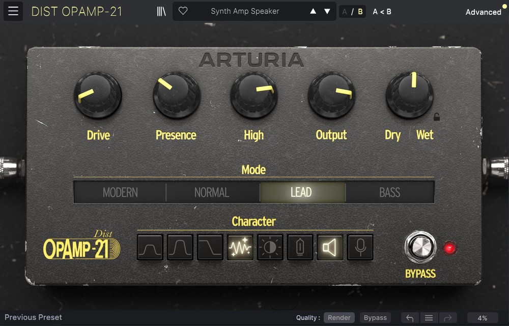 Arturia Dist OPAMP-21 ofrece un pedal de distorsión con muchas utilidades en los confines de FX Collection 3