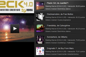 Vista del reproductor con todos los temas del ránking musical final de ECK4.0