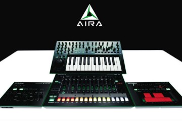 La gama de Roland Aira al completo: la caja de ritmos TR-8, el sinte de bajos TB-3, el procesador de voces VT-3 y el sintetizador