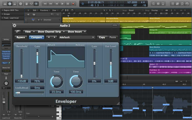 El plugin Enveloper incluido en Apple Logic Pro X