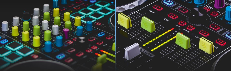 Los coloridos Knob Cap Sets y Fader Cap Sets de Reloop