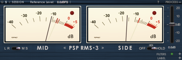 PSP Audioware Triple Meter: vista del medidor RMS