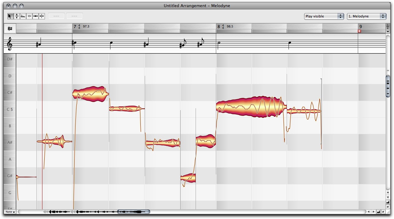 Celemony Melodyne Editor, en una de sus primeras versiones