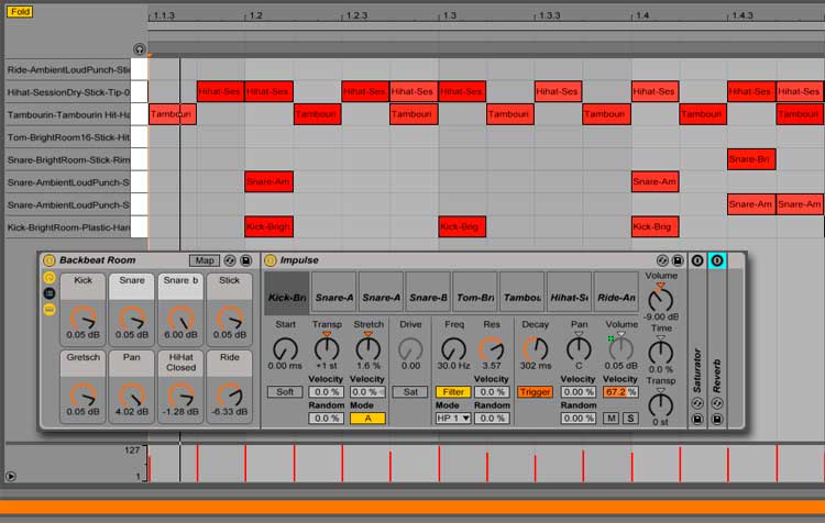 Ableton Live: Compresion paralela, Paso 2, patrón de 'Impulse'