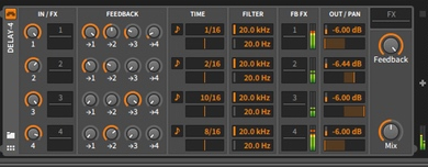 El nuevo procesador de retardo Bitwig Studio 'Delay-4'