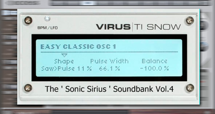 Nuevo banco de sonidos para Access Virus Ti | Sonic Sirius Soundbank Vol.4 by CHE