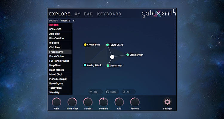 GalaXynth, sintetizador intuitivo y directo basado en diversas arquitecturas