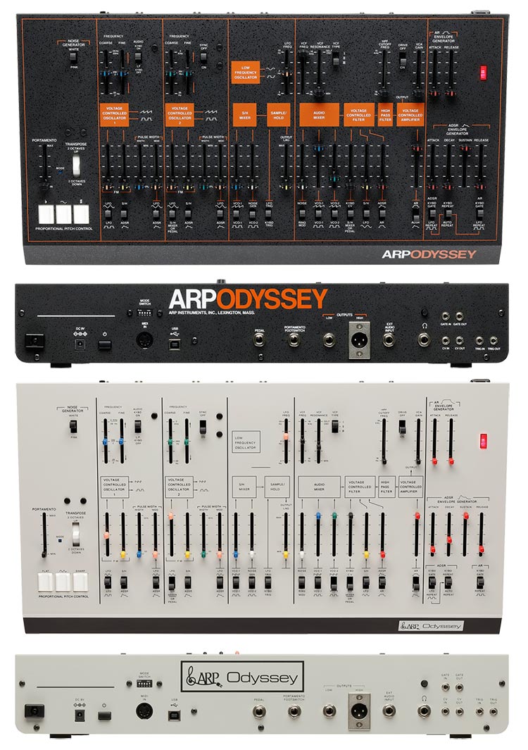 Los paneles de Korg ARP Odyssey Module Rev1 & Rev3
