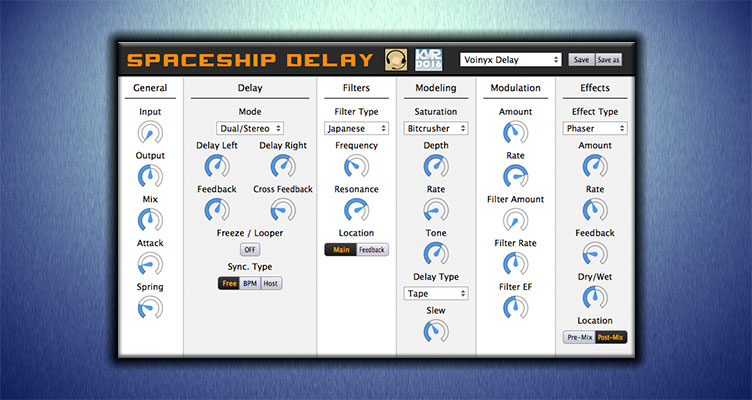 Spaceship Delay, el plugin VST gratis para efectos de retardo alternativos