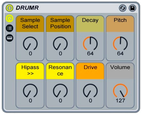 Los ocho controles Macro de DRUMR son más que suficientes para obtener una gran variedad de sonidos de batería