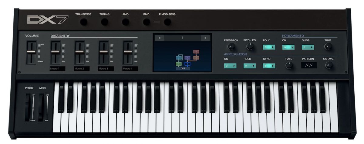 Arturia DX7 V con su vista principal, simplificada aunque sorpresiva