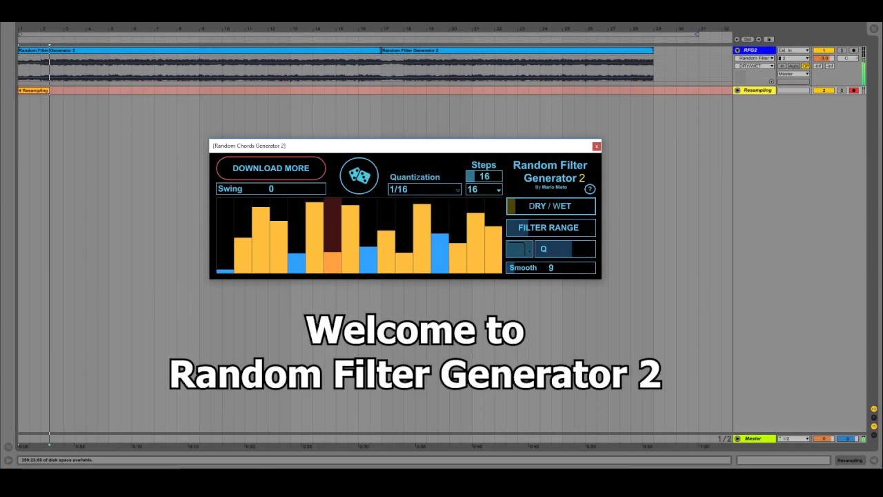 Random Filter Generator 2, nueva versión del plugin gratis para Ableton Live de Mario Nieto