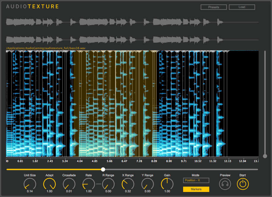 AudioTexture, sus diagramas y sus controles de sampling