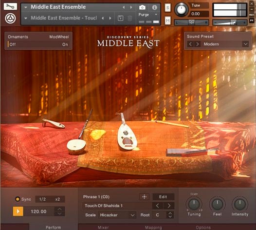 Discovery Series : Middle East, panel - Cada conjunto de instrumentos proporciona una gama completa de sonidos