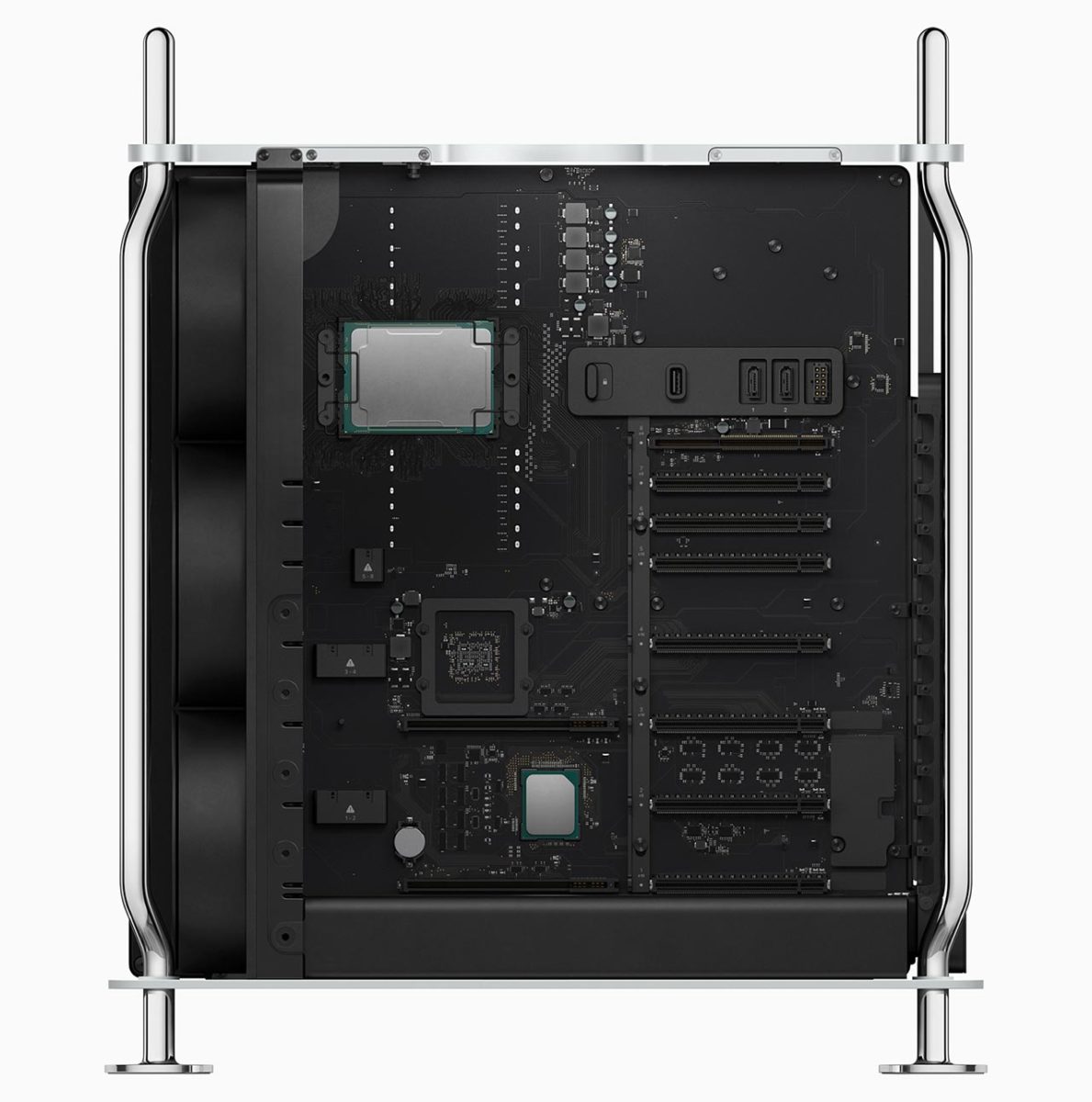 Mac Pro incorpora procesadores Intel Xeon avanzados de hasta 28 núcleos, y ofrece un rendimiento espectacular junto a un enorme ancho de banda