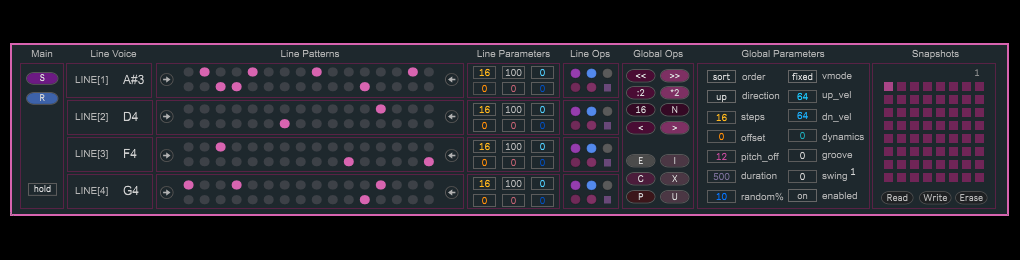 Cuatro líneas independientes son el ADN de J74 ARPline, un poderoso plugin de arpegiador para Ableton capaz de sorpresas sincopadas