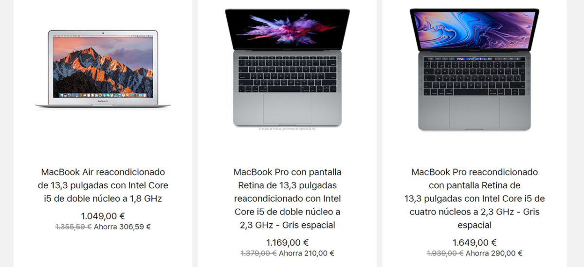 Un ejemplo de MacBook reacondicionados en la tienda de Apple