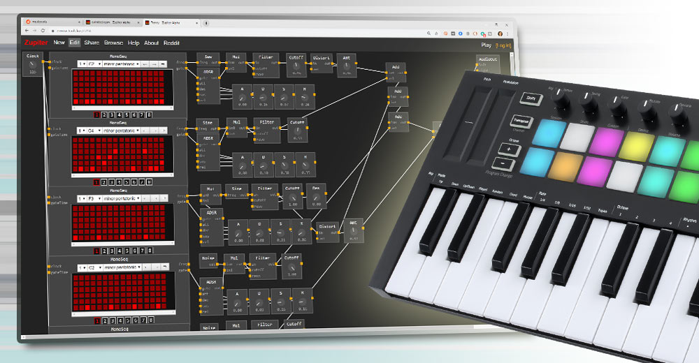 El sintetizador modular online ZUPITER amplía la creación sonora desde tu navegador web