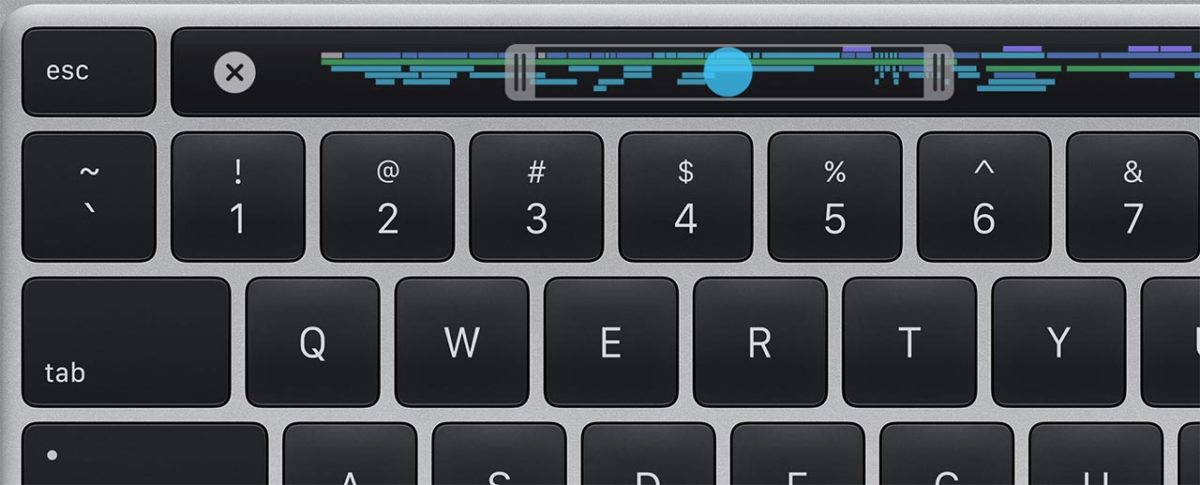 Detalle de cambios en la disposición de TouchBar, y la nueva tecla ESC de MacBook Pro de 16 pulgadas