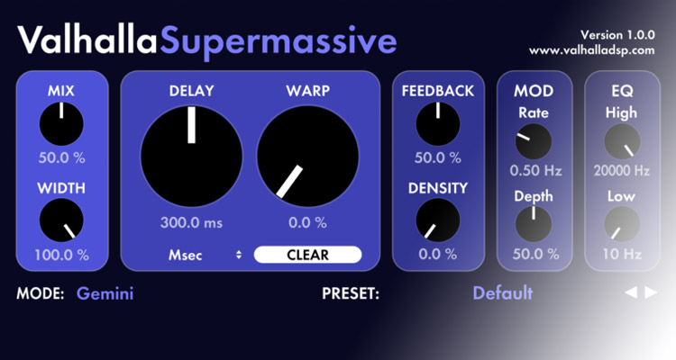 Valhalla Supermassive podría ser el mejor delay/ reverb gratis que puedas descargar por la cara