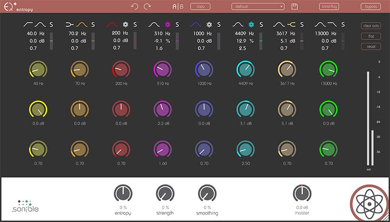entropy:EQ+ identifies the different frequencies of an audio track