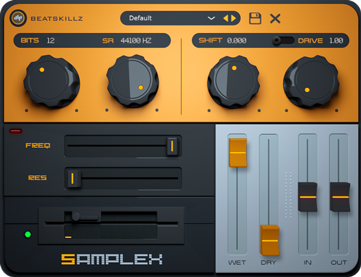 Beatskillz SampleX panel gráfico