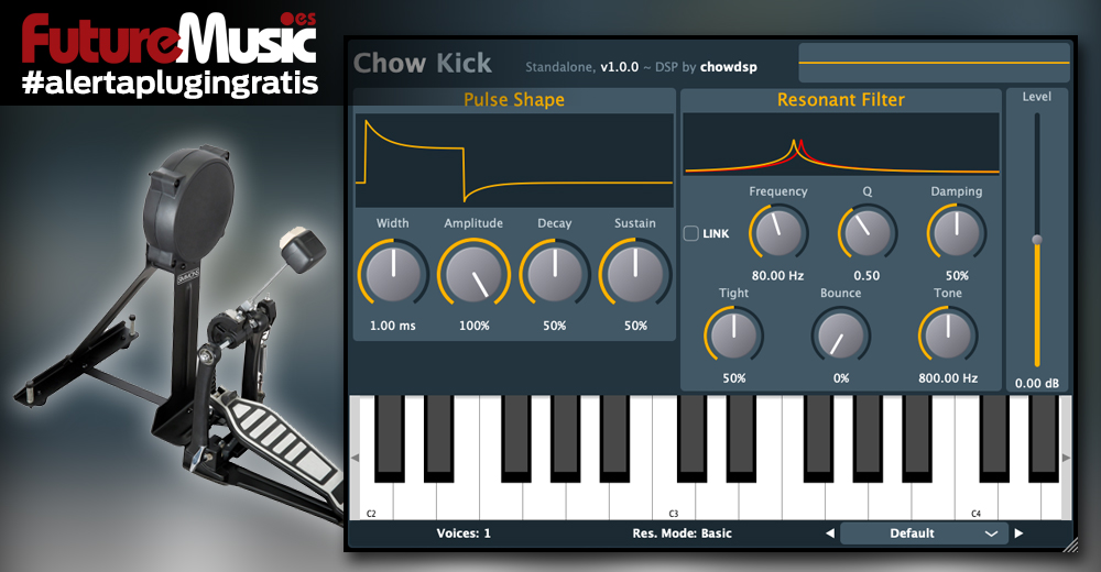 Sonidos de bombo para tus gustos: Diséñalos con el sintetizador GRATIS Chow Kick -PC, Mac, Linux e iOS -Facebook HQ