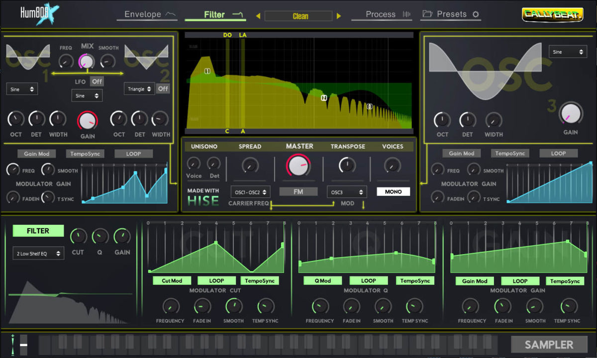 La sección de filtro de Hum808X contiene muchas opciones de control