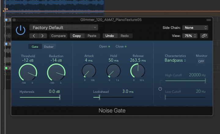 'Noise Gate' o puerta de ruido nativa de Logic Pro X