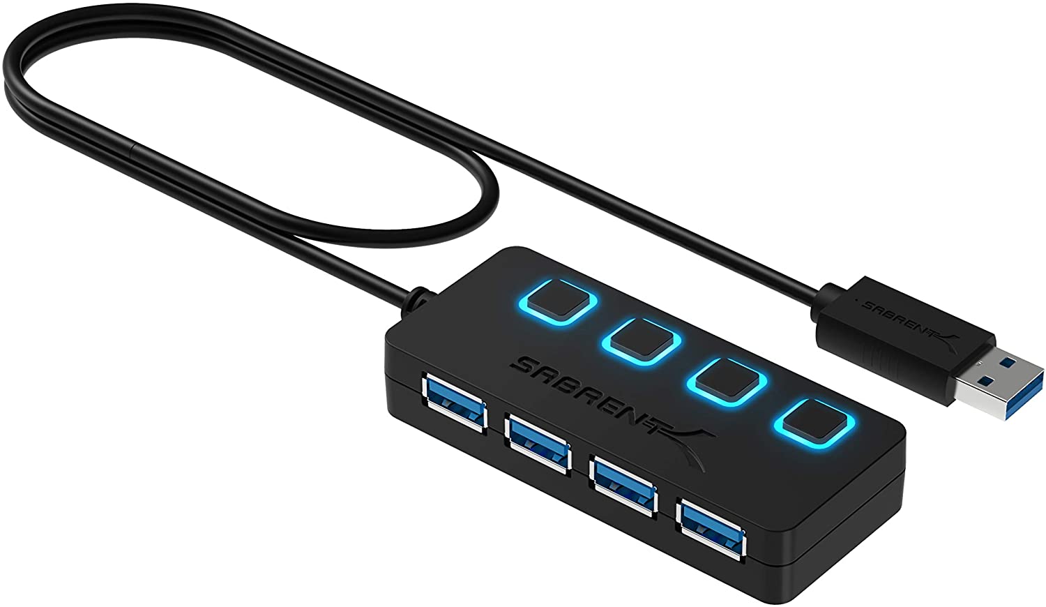 Sabrent Concentrador USB 3.0 con 4 Puertos con interruptores de alimentación Individuales