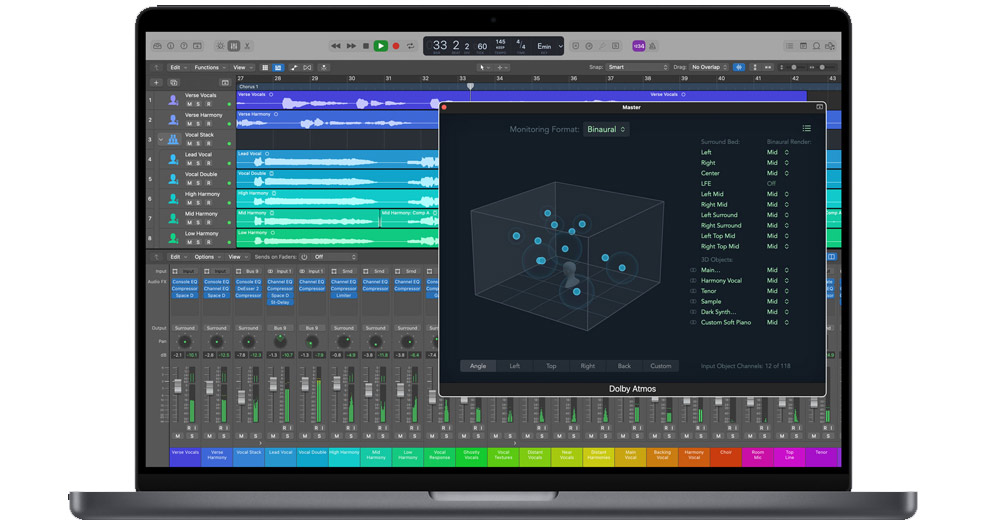 Logic Pro 10.7 elevado al audio espacial con Dolby Atmos, y más potente con los chips M1 Pro y M1 Max