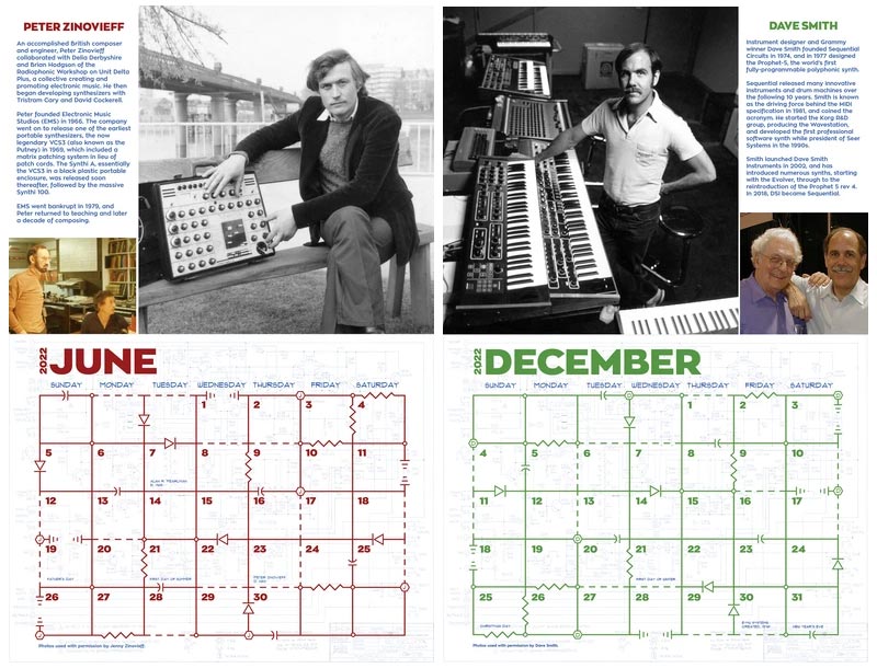 El calendario Bob Moog Foundation 2022-2023 dedicado a 18 pioneros de los sintetizadores