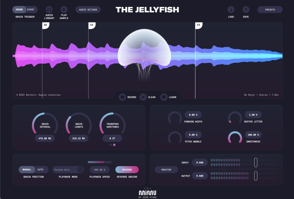 El sintetizador software Mimu Jellyfish te propone una inmersión profunda en la síntesis granular