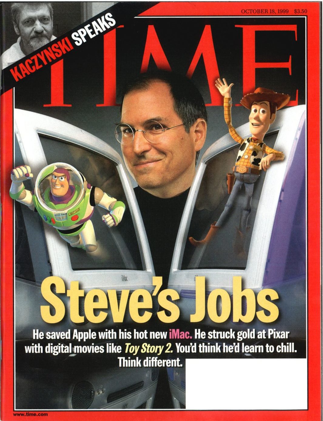 TIME Magazine, 18 de Octubre de 1999, que contenía una famosa entrevista con Steve Jobs