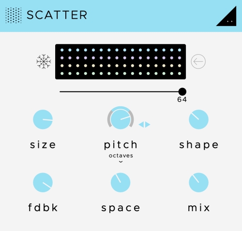 Procesador plugin granular Soundghost Scatter -genera paisajes sonoros a partir del audio fuente a su entrada