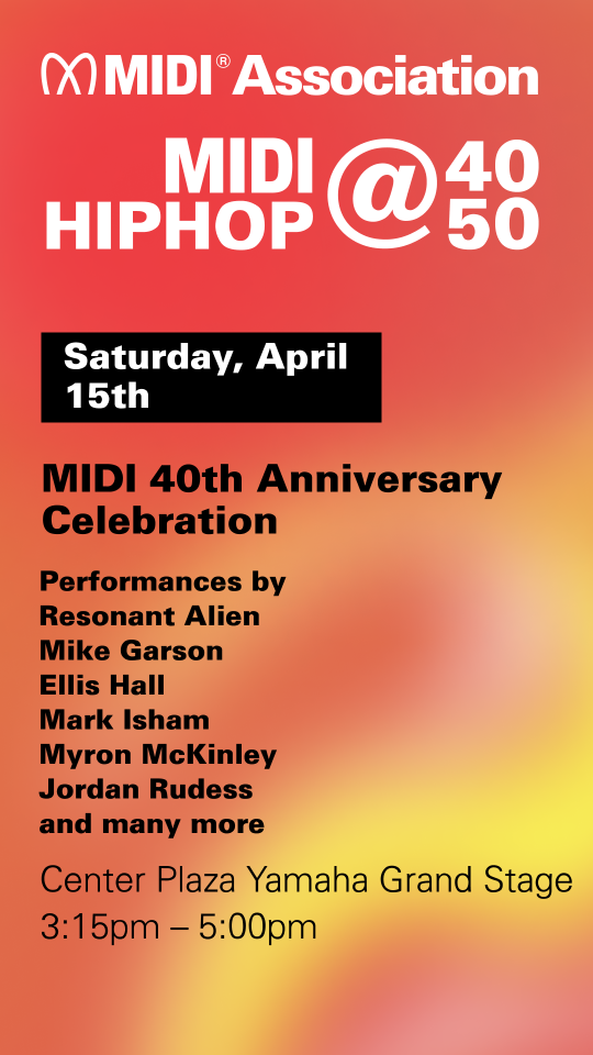 Cartel oficial de MIDI@40 en NAMM Show 2023, The MIDI Association