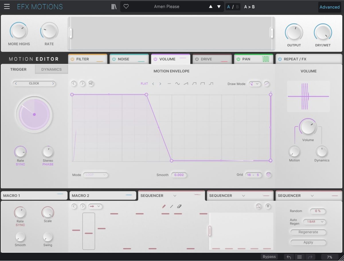 Esta es la pinta de Arturia Efx MOTIONS en su modo avanzado