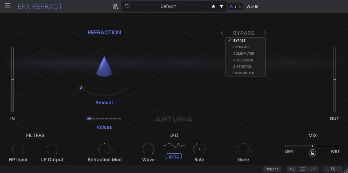 Arturia Efx REFRACT en su estado inicial