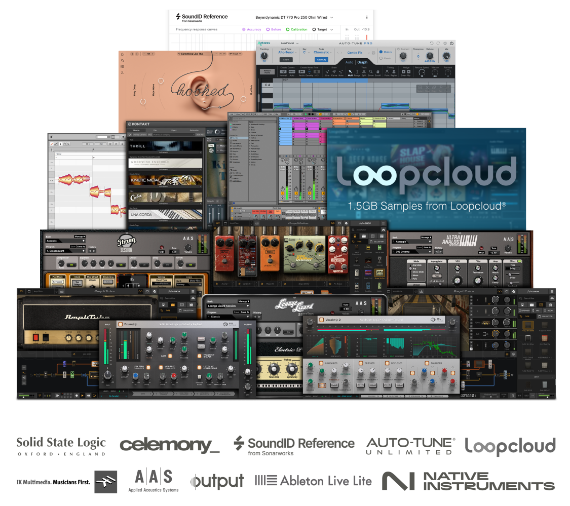 El impresionante conjunto de plugins y aplicaciones musicales y de audio a bordo de SSL Production Pack, incluido de serie con todos los interfaces de la marca