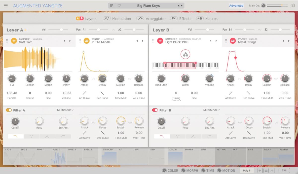 El sistema avanzado de síntesis en Arturia Augmented YANGTZE