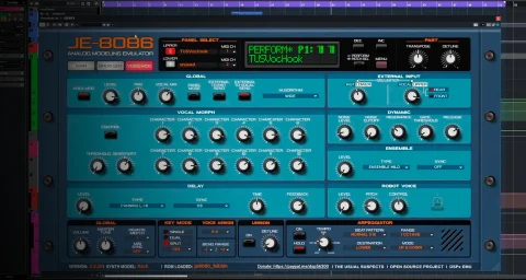 JE-8086 enseña músculo en su rack virtual JP-8080: Un sinte supersaw gratis con ganas de cantar contigo